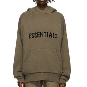Essentials Fear of God Knit Hoodie in Taupe Medium